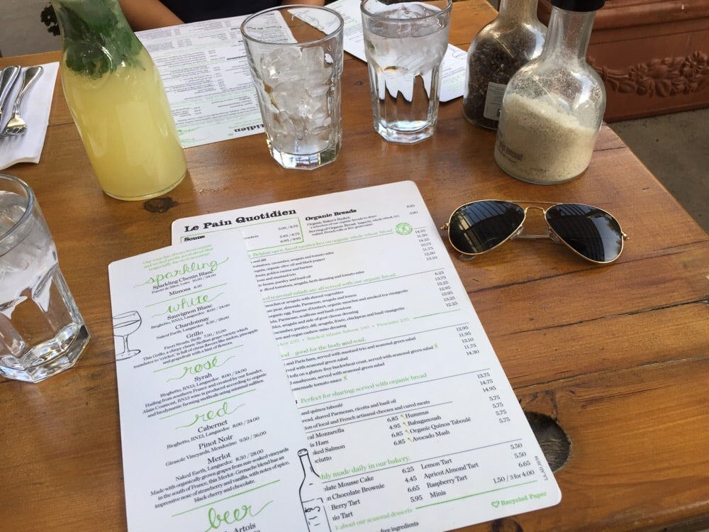 Menu Le Pain Quotidien Claremont